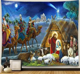 Nativité Scène Tapestry Jésus Niveau Niveau Barn Mur suspendu Ange Pâques Décor de Noël Christ Tapstances Room Decoration 240321