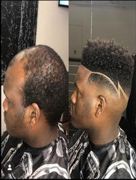 Toupet de cheveux humains bouclés Afro naturels, 6mm, boucles, peau fine, système de remplacement complet en Pu pour hommes, 2018636