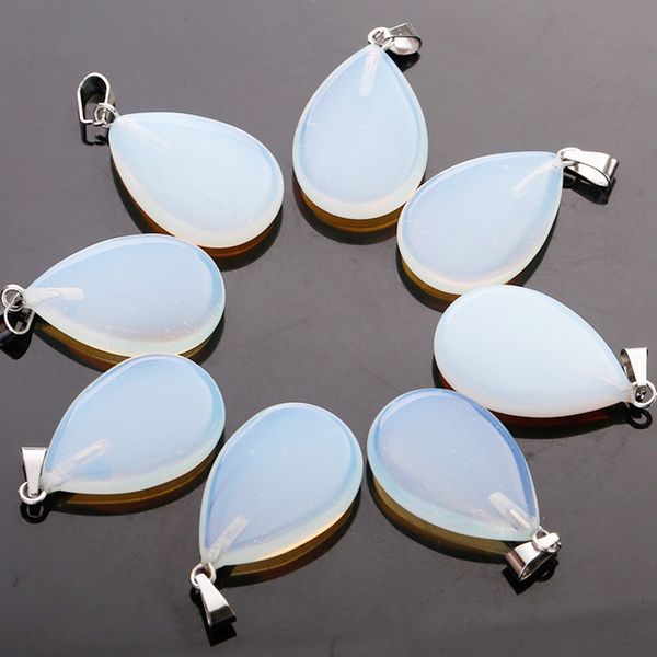 Pierre opale naturelle, goutte d'eau, pendentifs en perles, fabrication de bijoux pour femmes, vente en gros, 50 pièces