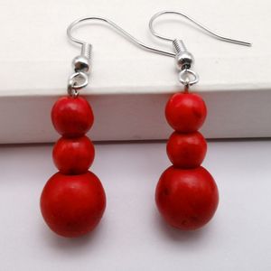 Natual Red Howlite Stone Round Beads Gem Oorbellen voor Bruiloft Sieraden Mode