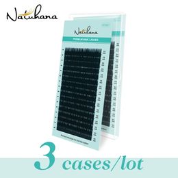 Natuhana 3CasesLot Mink Eyellash Extension16Rows Natural Individual Korea PBT Faux cils Matte False False Eye Cils Makeup Tools 240529