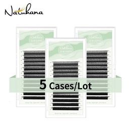 NATUHANA 5 Gevallen/Lot W Vorm Wimperverlenging 3D Premade Volume Fan Wimpers W Stijl Wimpers Faux Nertsen Volume wimpers Natuurlijke Make-up 240301