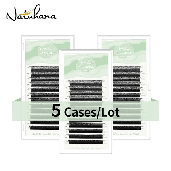 NATUHANA 5 étuis/Lot Extension de cils en forme de W 3D préfabriqués Volume ventilateur cils W Style cils Faux vison Volume cils maquillage naturel 240119