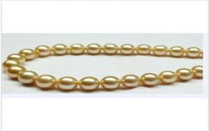 Natura 1112mm South Sea Echte Perfect Round Round Gold Pearl ketting 18quot14k3590035
