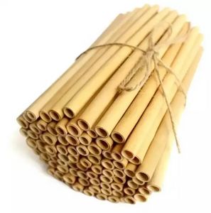 Pajitas de bambú 100% naturales, Pajita de bambú sostenible respetuosa con el medio ambiente, Pajita para bebidas reutilizable para fiesta, cocina, 20cm, tt0130