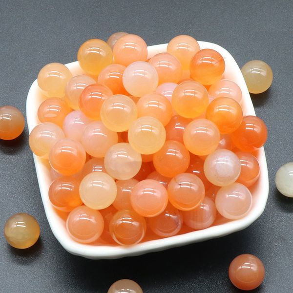 Bola de cristal de piedra preciosa suelta redonda no porosa de ágata naranja Natural de 12mm Bola de cuentas de piedra no porosa Diy