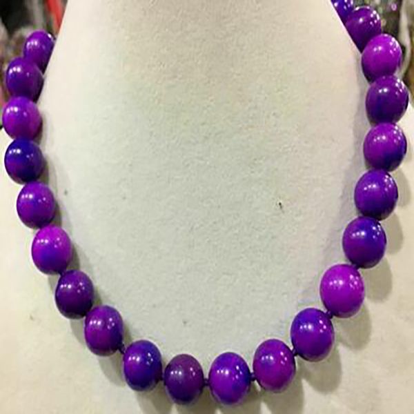 Natural 12 mm redondo Púrpura Sugilite Gemstone Beads Collares de 18 