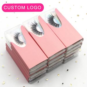 Natural 3D Faux Mink Eyelashes Box Boxes Custom Boxes Intelets in Bulk for Business Resale 14/16 / 18mm Fake Lashes avec et Box 231227