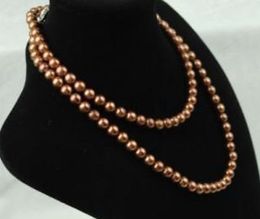 Natural 48 "Coffees Akoya Pearl Necklace 8-9mm A + 01