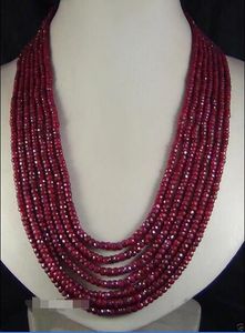 COLLIER NATUREL 4mm RUBIS FACE À CARREAUX 7 BRINS