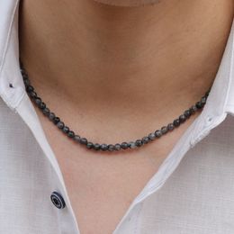 Collar de piedra natural de 4 mm para hombre Gargantilla de 18 pulgadas Joyería africana de hip hop rock para hombre Accesorios masculinos Regalo para él 3% de descuento adicional