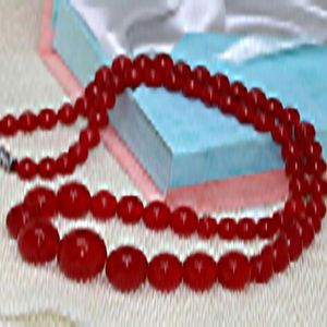 Collier de perles rondes en Jade rouge naturel 6-14mm, tour de pierres précieuses, 18 pouces AAA