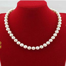 Natural 7-8mm White Real Akoya Cultured Pearl Necklace 18'' AA304Y