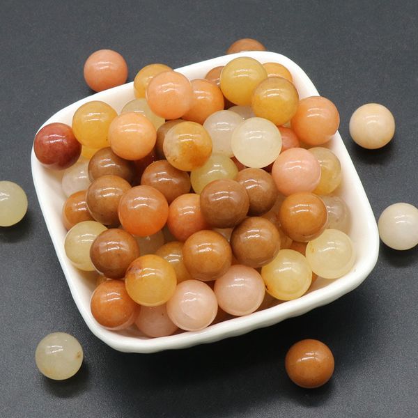 Boule non poreuse naturelle 8/10/16/18/20mm sans trous Chakra jaune agate gemme sphère Collection guérison Reiki décor boules de pierre perles