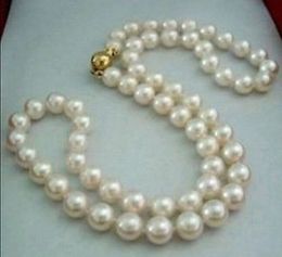 Collar de perlas Akoya blancas naturales de 8-9MM 17" 14K GP