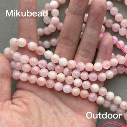Natural 8 mm 10 mm madagascar rose Morganite pierre rond Perles en vrac pour les bijoux faisant des bracelets de bricolage Collier Collier Gift