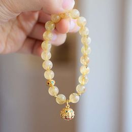 Bracelet en cristal jaune Duobao pour femmes, 8mm, naturel, cloche de poisson, cadeau pour meilleur ami