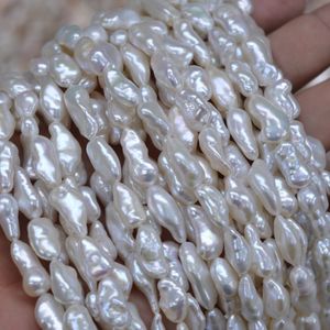 Perlas naturales de agua dulce Keshi blancas de 8x15mm, hebra completa para fabricación de joyas, collares y pulseras DIY