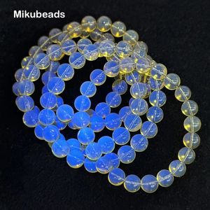 Natural AA 8 mm 10 mm rare mexico bleu ambre bleu lisse rond des perles lâches pour faire des bijoux Bracelet de collier de bricolage ou cadeau en gros 231221