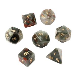 Natural African Bloodstone Polyhedral Loose Gemstones Dice 7pcs Set Dungeons & Dragons Stone Dice Set DND RPG Games Ornaments Spot Goods Wholesale Accept Custom
