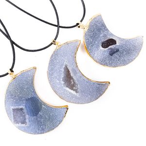 Collier avec pendentif en agate naturelle, dent en cristal, pierre originale, cœur de pêche, étoile, lune, minerai irrégulier, percé pour la fabrication de bijoux