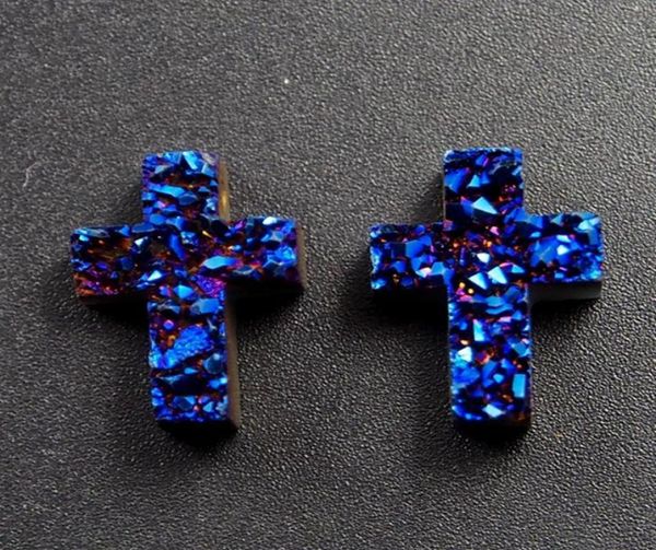 Collar bruto de Color azul Druzy de ágata Natural, fabricación de piedras, colgante de joyería, medallones 8711977