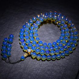 Natuurlijke barnsteenarmband Domi Waterzuivering Blue Pearl 108 kralen Bracelet Amber Stone kralen armbanden voor mannen en vrouwen 240402