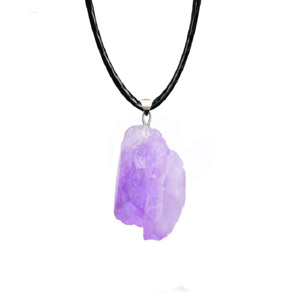 Naturel Améthyste Cristal Pendentif Amour Cadeau Chakra Guérison Reiki Minéral Quartz Énergie Pierre Brute Collier