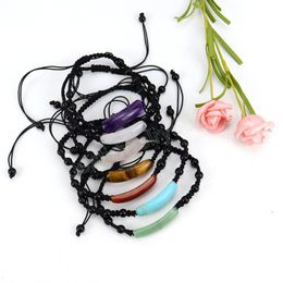 Bracelet de corde tissé à la main en pierre d'améthyste naturelle pour femmes hommes nouveau Bracelet tressé coloré Bracelet de Yoga réglable de mode