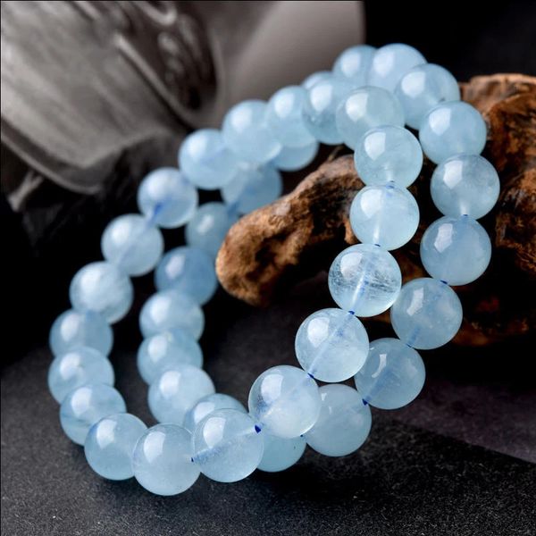 Aquamarin Agate Stone Beads Bracelet mâle Femelle Vintage Charme ronde Rounds Bijoux élastiques pour femmes Gift Friend For Kid 240402