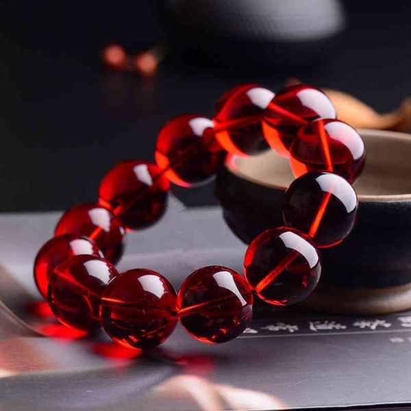 Naturel Baltique Rouge Ambre Élastique Grand Bracelet Hommes Femmes Cadeaux Sang Ambres Perles Bracelets Perlés Bijoux De Mode Accsori