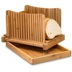 Trancheuse à pain en bambou naturel pour planche à découper compacte pliable faite maison Guide réglable 3 épaisseurs de coupe 240116