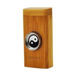 Caja de bambú natural Dugout 96MM Juego de humo de tabaco Cajas de bambú con mini molinillo Limpiador de tuberías de metal Cerámica One Hitter 3 en 1 Dugout al por mayor