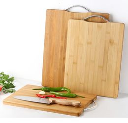 Bloque de corte de bambú natural con mango rectángulo para servir bandeja reutilizable tablero de corte de frutas vegetales fáciles de limpiar para hogar7749063