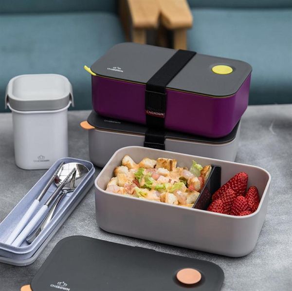 Caja de almuerzo de material de fibra de bambú natural Estilo japonés Caja de Bento a prueba de fugas Oficina de estudiantes Té de la tarde Postre Contenedor de comida T21014131