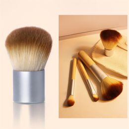 Ensemble de pinceaux de maquillage avec manche en bambou naturel, petit pinceau de maquillage Portable, outil de beauté professionnel, poils en fibres synthétiques