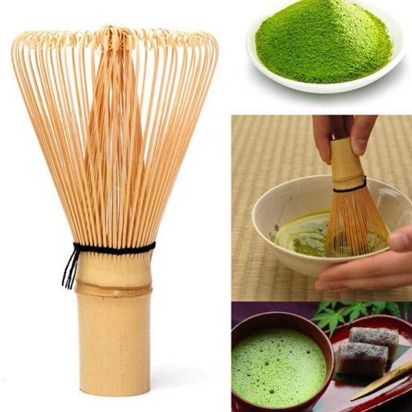 Ceremonia de batidor de Matcha de bambú Natural, batidor de té verde Chasen de bambú para preparar polvo de Matcha