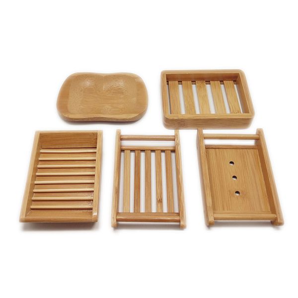 Jabonera de bambú Natural, accesorios de baño, organizador de almacenamiento para el hogar, jabonera, plato de ducha de baño, soporte de bandeja de jabones portátil duradero