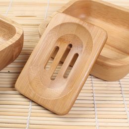 El jabón de bambú natural del plato recipiente de jabón Bandeja de almacenamiento del estante del sostenedor del soporte de la placa de bambú Jabón bandeja de la caja de fregadero cuarto de baño plato de ducha