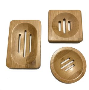 Disque naturel Bamboo Dish Simple Bamboo Savon Porte-savon Plaque Plateau Plaque de toilette Support de savon Case 3 Styles