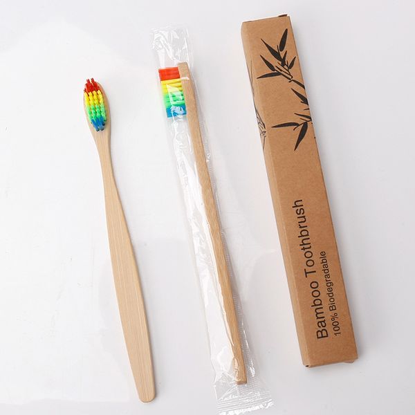 Brosse à dents en bambou naturel, biodégradable, poils doux ou moyens, manche en bois, outil de nettoyage buccal pour adultes, 1000 pièces