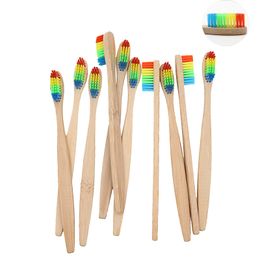 Natuurlijke bamboe tandenborstel groothandelomgeving houten regenboog tandenborstel orale zorg zachte haren wegwerp tandenborstels