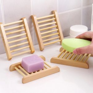 Bandejas de bambú Natural, venta al por mayor, jabonera de madera, soporte para bandeja de jabones, estante, caja, contenedor para baño, baño de ducha