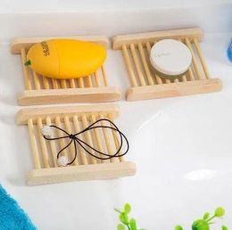 Plateaux en bambou naturel porte-savon en bois porte-savon en bois support plaque boîte conteneur pour bain douche salle de bain en gros