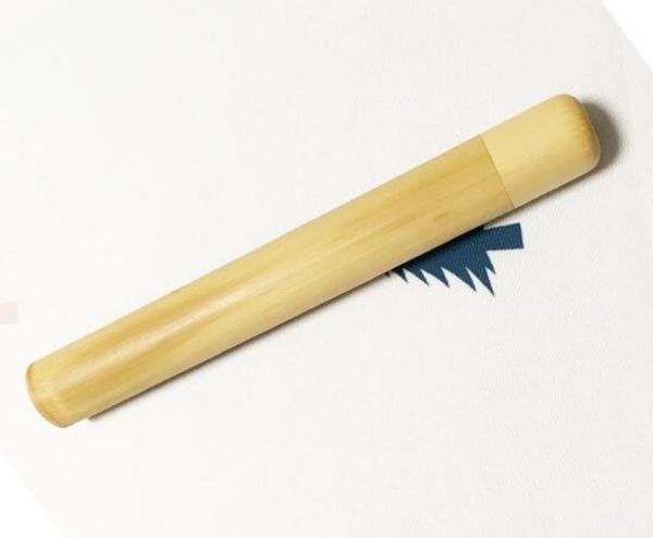 Tube de bambou naturel pour la paille en acier inoxydable Travel Brosse de dents Boîte de tas de baril 23 cm