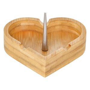 Natuurlijke Bamboe Hout Roken Asbakken Draagbare Liefde Stijl Innovatieve Kruiden Tabak Sigaretten Sigarenhouder Desktop Ondersteuning Stand As Roet Container Bong Kom Asbak