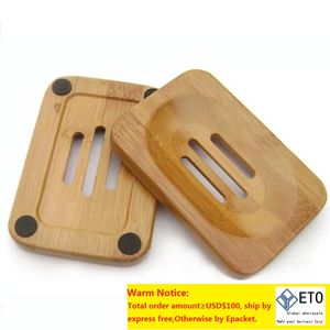Natuurlijke bamboe houten zeepschaal opberghouder badkamer ronde afvoer zeep doos rechthoekig vierkant milieuvriendelijk