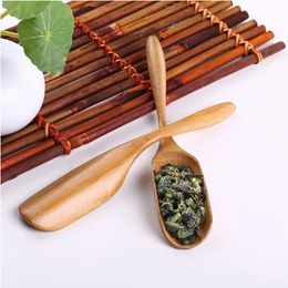 Natural Bamboo Wood Tea lepels voor het scheppen van koffiepoeder, suiker, honing, koffie, theelepel