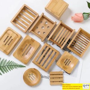 Natuurlijke bamboe houten zeepgereep houten zeepbak houder opslag zeeprek plaat platen container voor bad douche badkamer accessoire