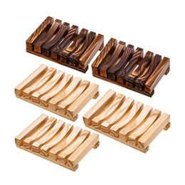 Natuurlijke Bamboe Houten Zeepbakjes Plaat Lade Houder Box Case Douche Handwas Zeep Houders